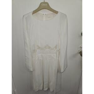 Chloe white dove designer mini dress with lace 34
